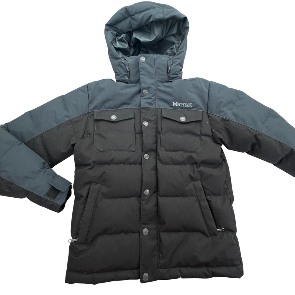 Marmot Jacket Mens S Black Puffer Hooded 700 Fill Down Insulated E73870